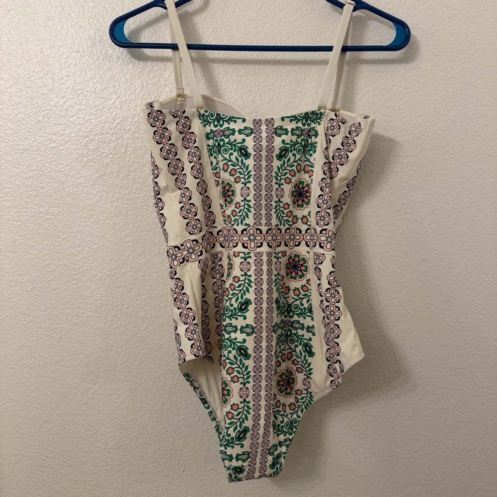 Tory Burch Green and Cream Floral Swimsuit - Picture 3 of 4